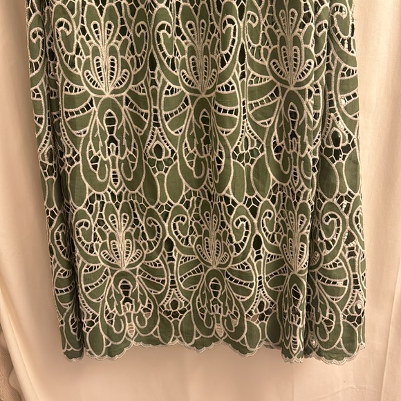 NWT LOEFFLER RANDALL Mimi Lace Tent Green Oversized Puff-Sleeve Dress Size Small - Picture 6 of 10